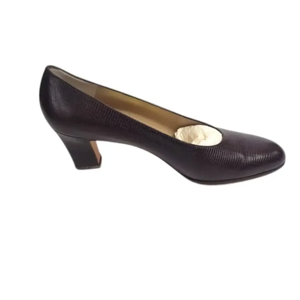 Salvatore Ferragamo Women's Vintage Nilla Shoes Pumps Dark Brown Size 8.5 AA